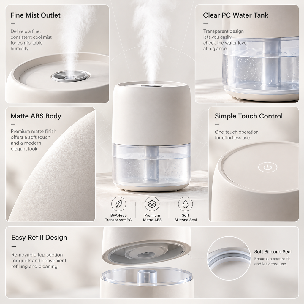 Elvathryn™ Compact Cool Mist Humidifier