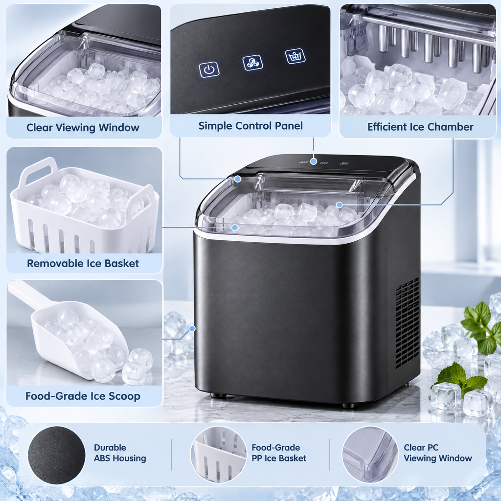 Elvathryn™ Compact Countertop Ice Maker