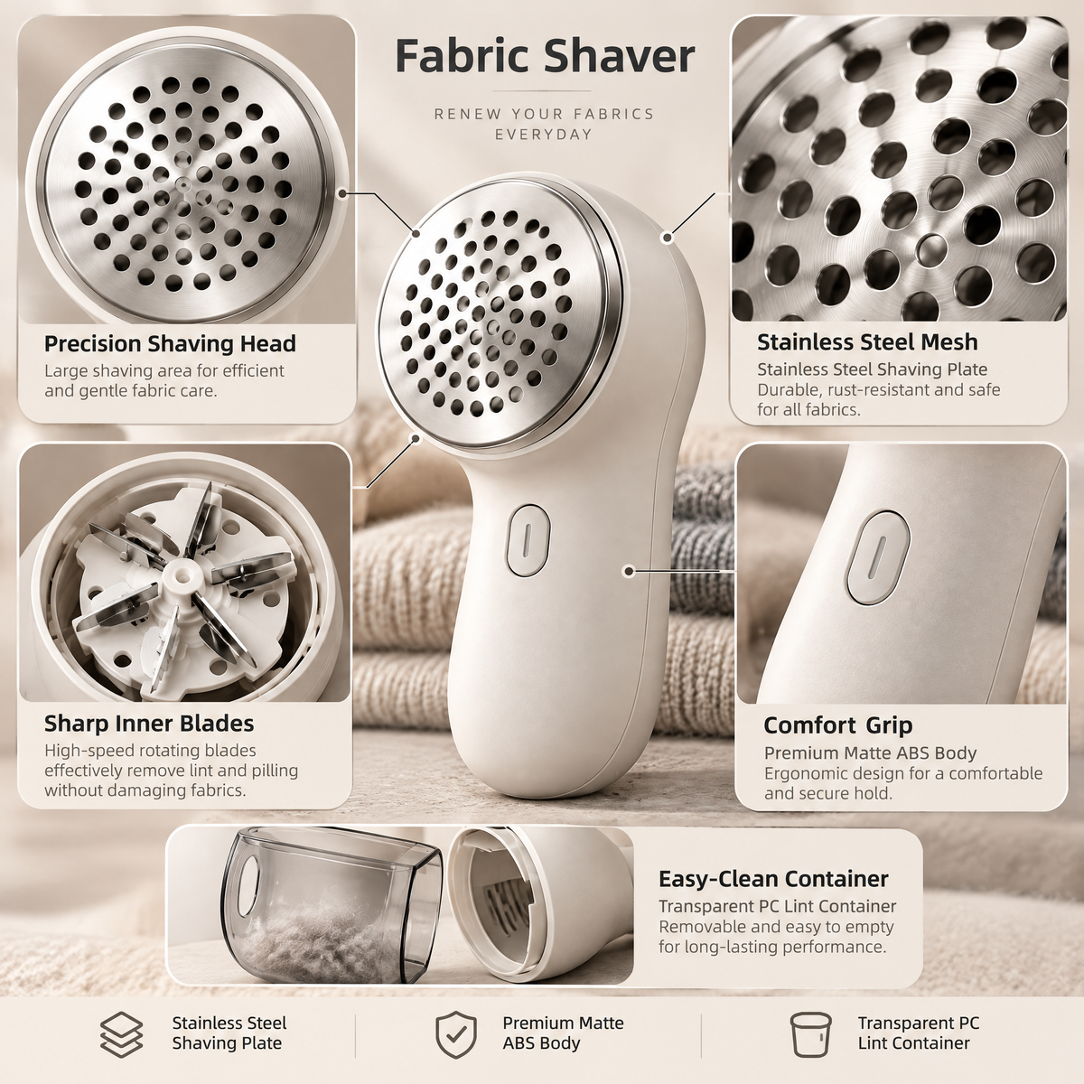 Elvathryn™ Rechargeable Fabric Shaver