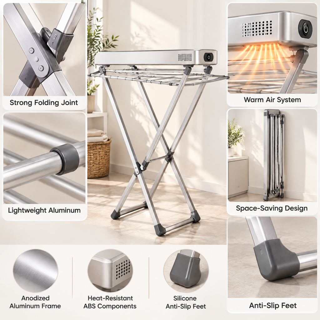 Elvathryn™ Heated Folding Drying Rack