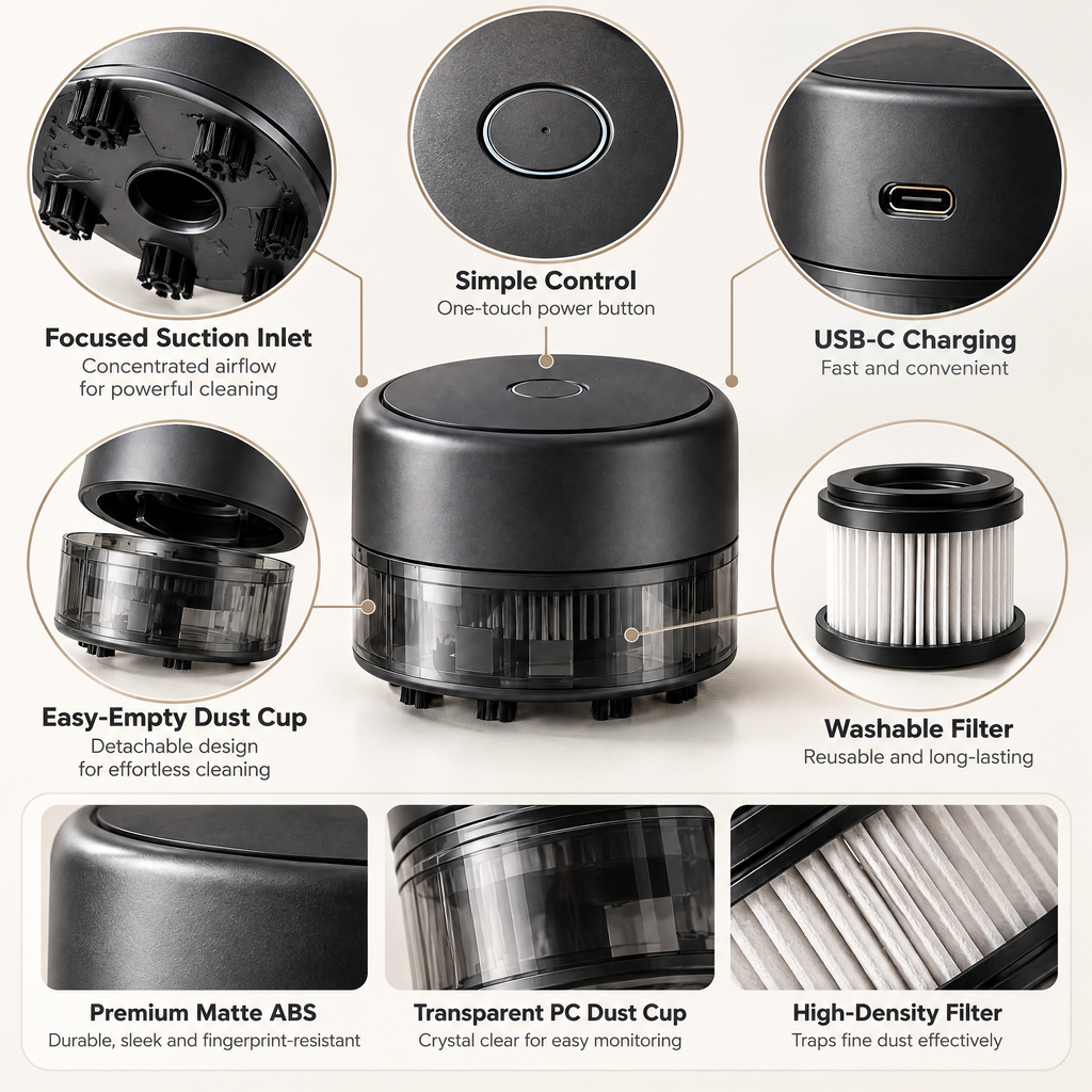 Elvathryn™ Mini Desktop Vacuum